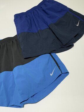 Nike Flex Distance Running Shorts Mens Med Lined 5” Dri-Fit Blue/Black Set of 2